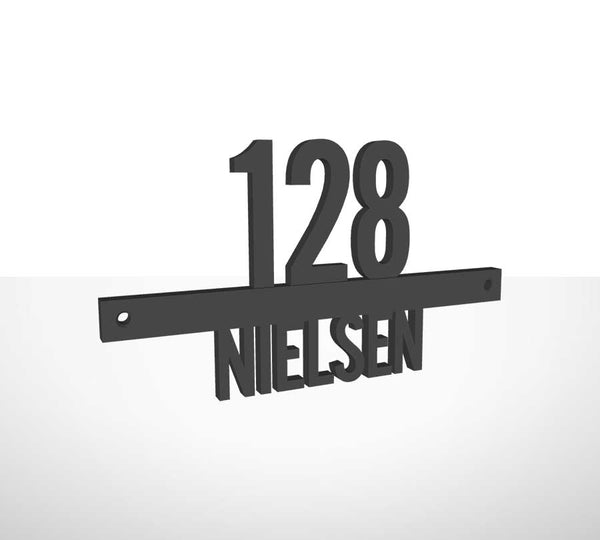 Huisnummer met naam (met schroefgaten)